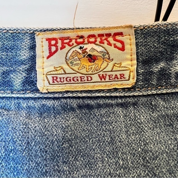 1970/80S 28" X 28” BROOKS RUGGED WEAR SOFT AND SLOUCHY PLEAT JEANS VINTAGE USA - Picture 4 of 10